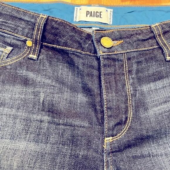 PAIGE RAW HEM JEAN SHORTS BLUE SIZE 30 - Picture 5 of 6